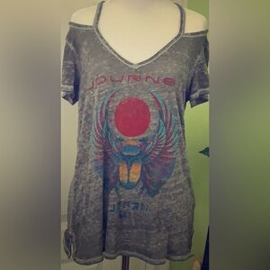 Lucky Brand Journey Band Tour Graphic Tee with Red and Blue Accents